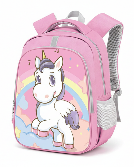 cute unicorn kids school backpack - white-bg