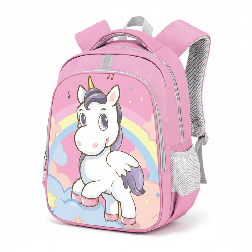 cute unicorn kids school backpack - white-bg