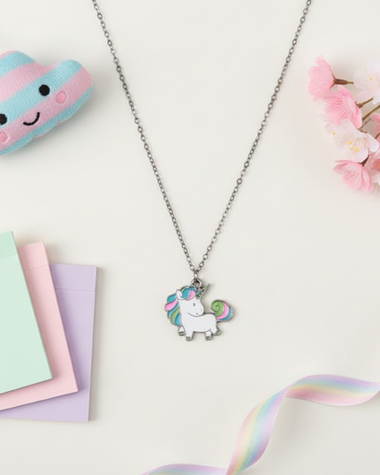 cute unicorn necklace - flat-lay