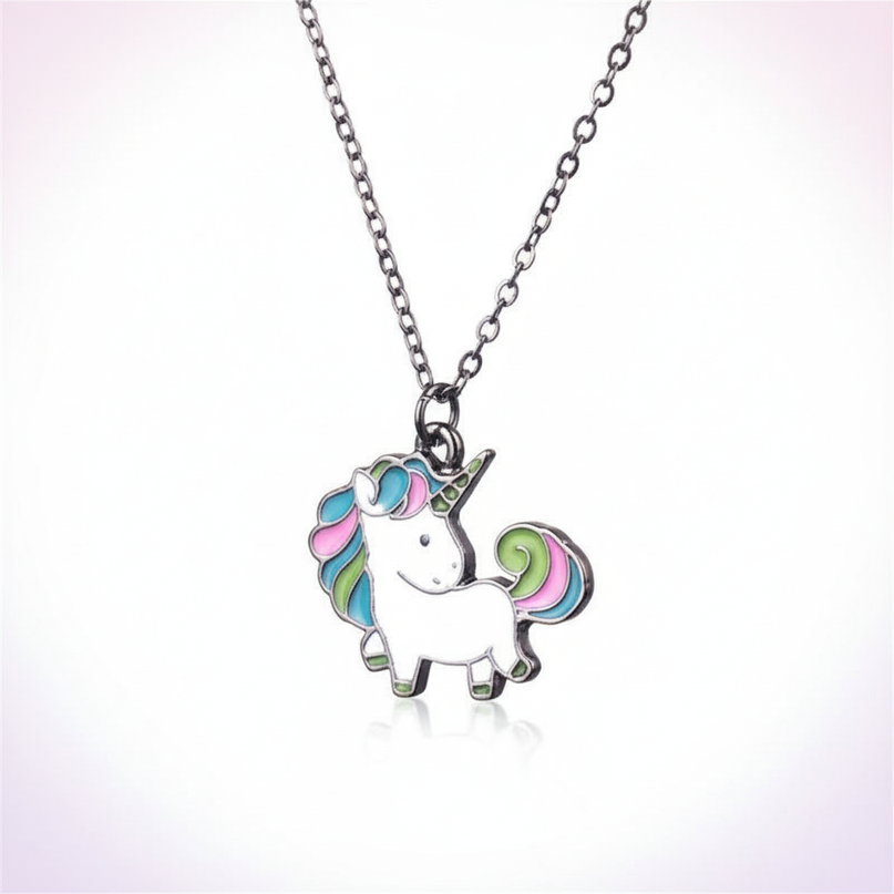 cute unicorn necklace - white-bg