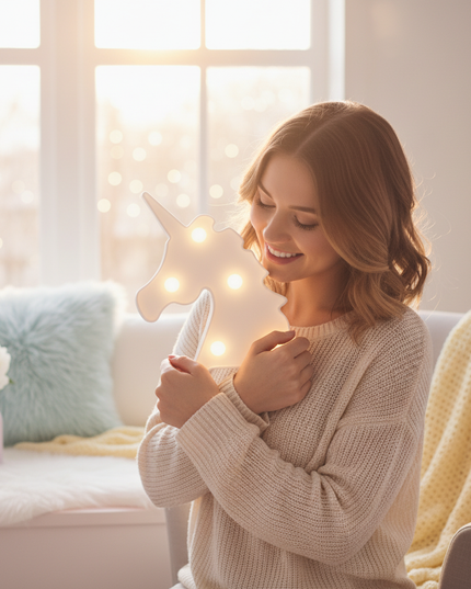 cute unicorn night light - in-use