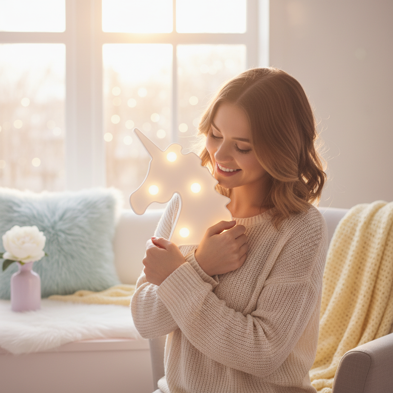 cute unicorn night light - in-use