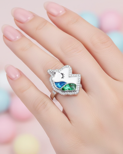 cute unicorn ring - in-use