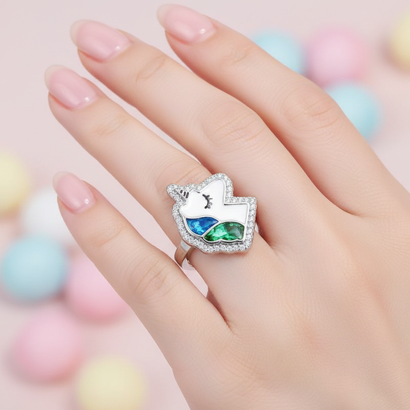 cute unicorn ring - in-use