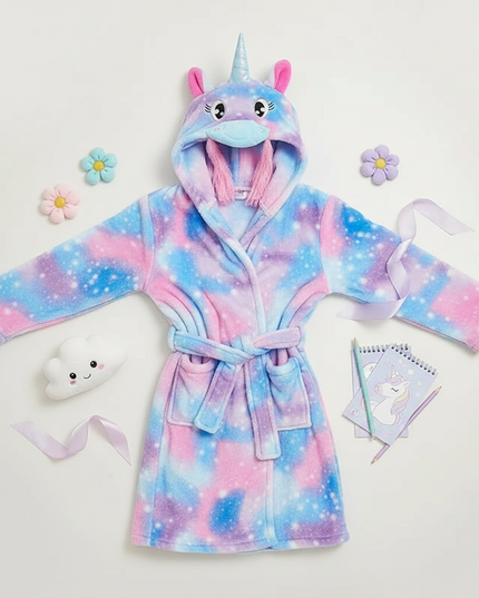 cute unicorn robe - flat-lay