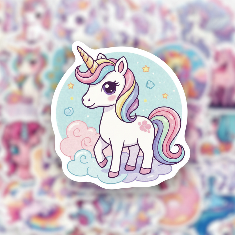 cute unicorn stickers - detail