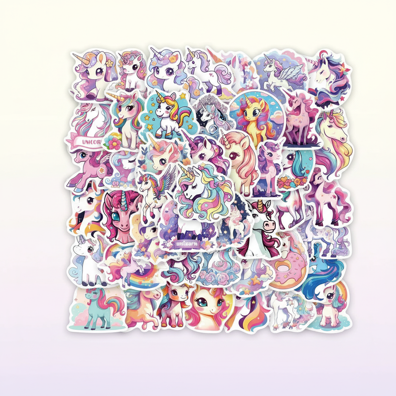 cute unicorn stickers - white-bg