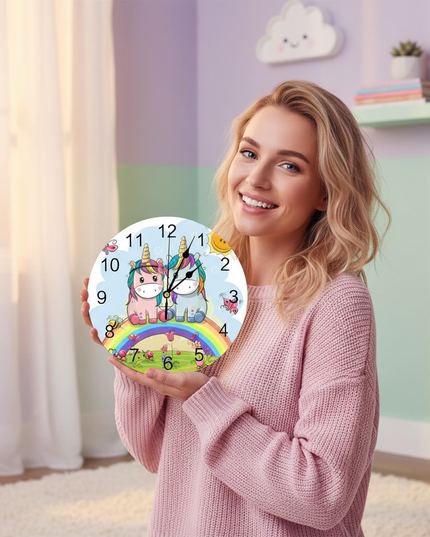 cute unicorn wall clock - in-use