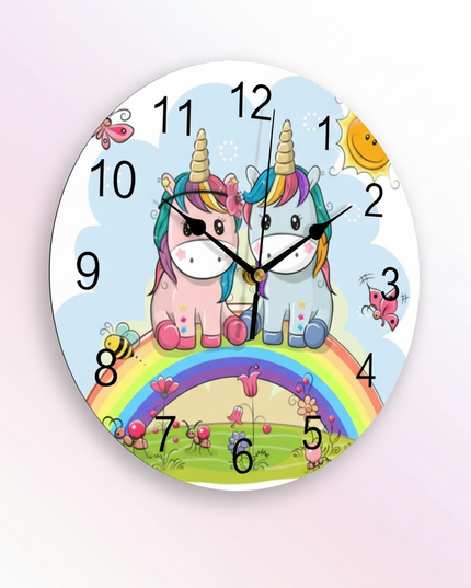 cute unicorn wall clock - white-bg