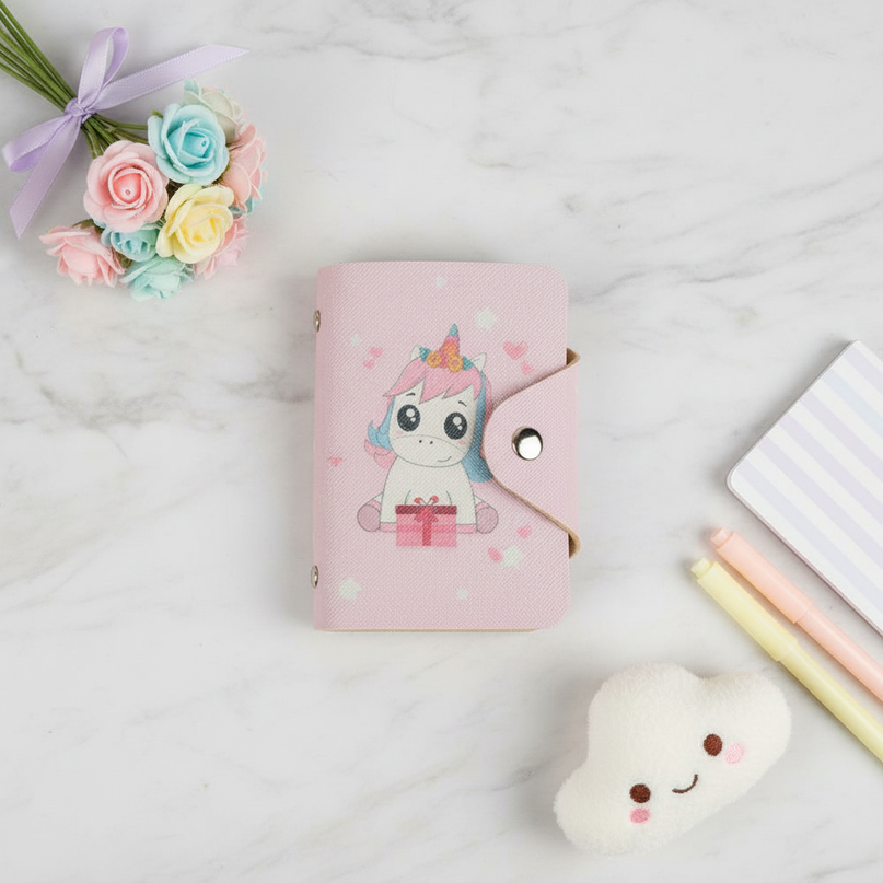 cute unicorn wallet - flat-lay