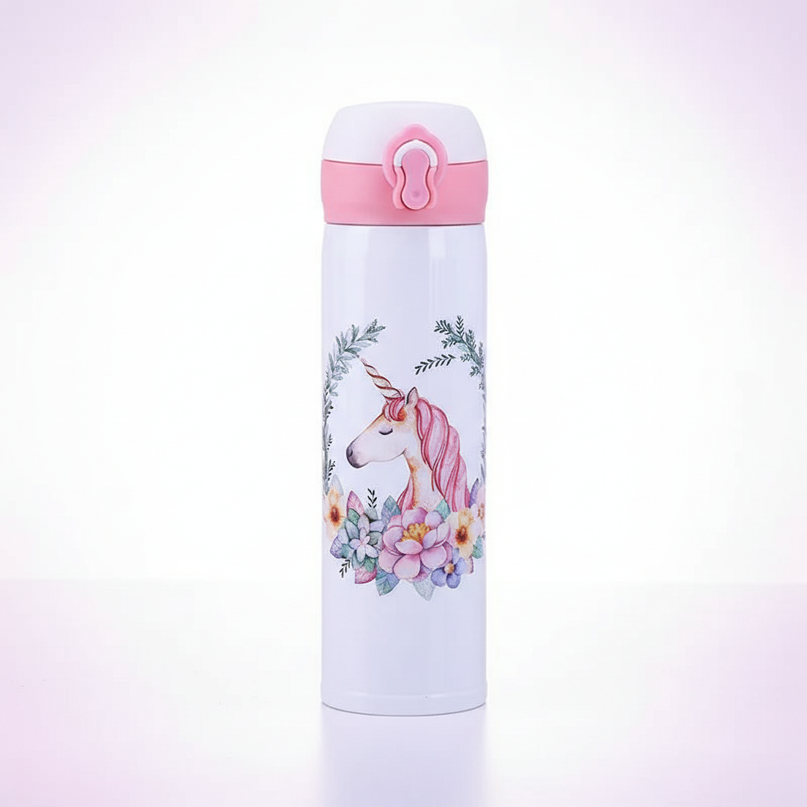 cute unicorn water bottle - white-bg