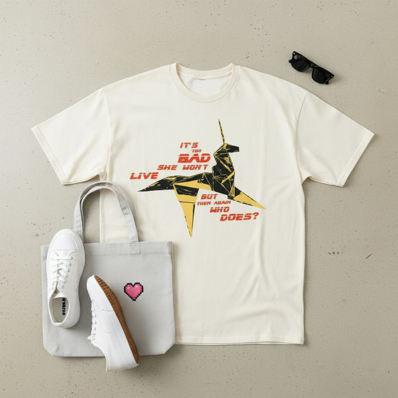 cyberpunk unicorn shirt - flat-lay