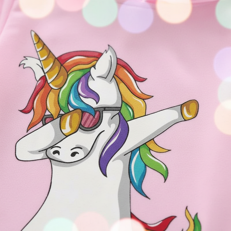 dabbing unicorn hoodie kids - detail