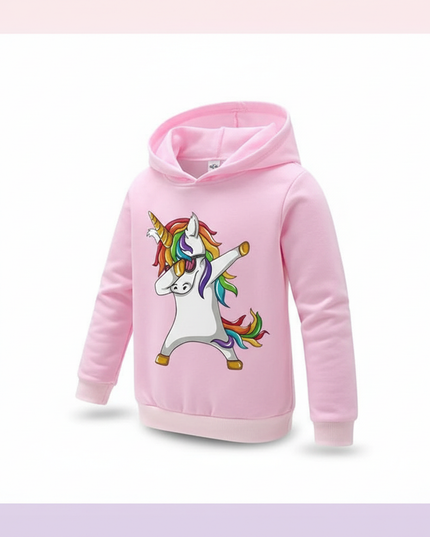 dabbing unicorn hoodie kids - white-bg
