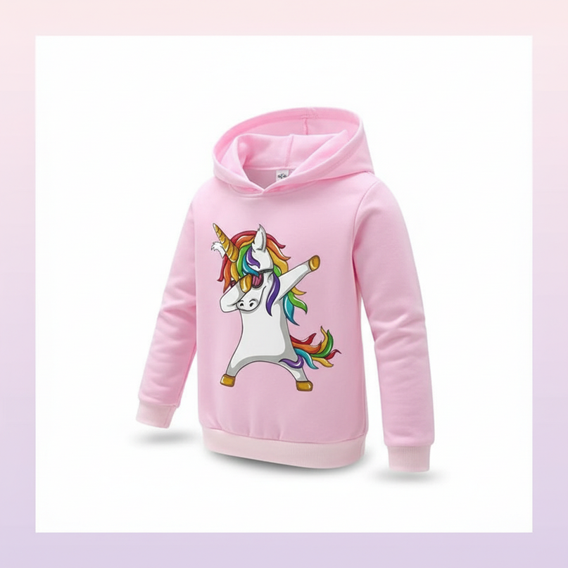 dabbing unicorn hoodie kids - white-bg