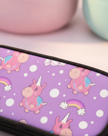 dabbing unicorn pencil case - detail