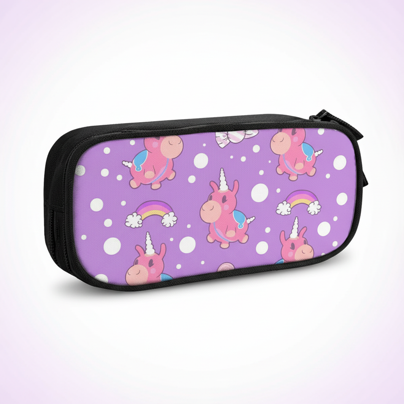 dabbing unicorn pencil case - white-bg