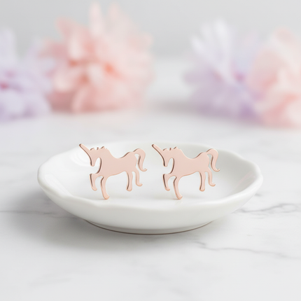 dainty unicorn earrings - lifestyle