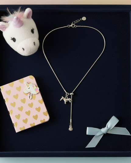 dainty unicorn necklace - flat-lay