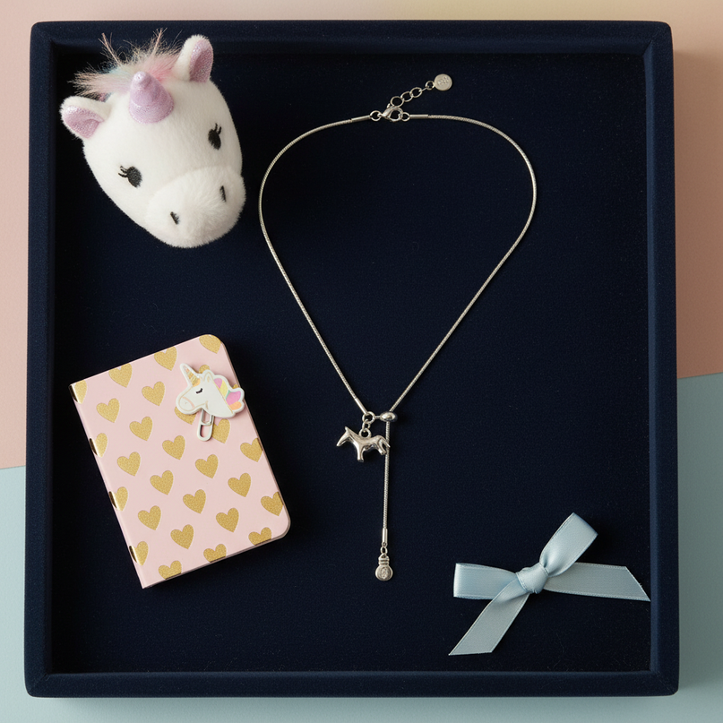 dainty unicorn necklace - flat-lay