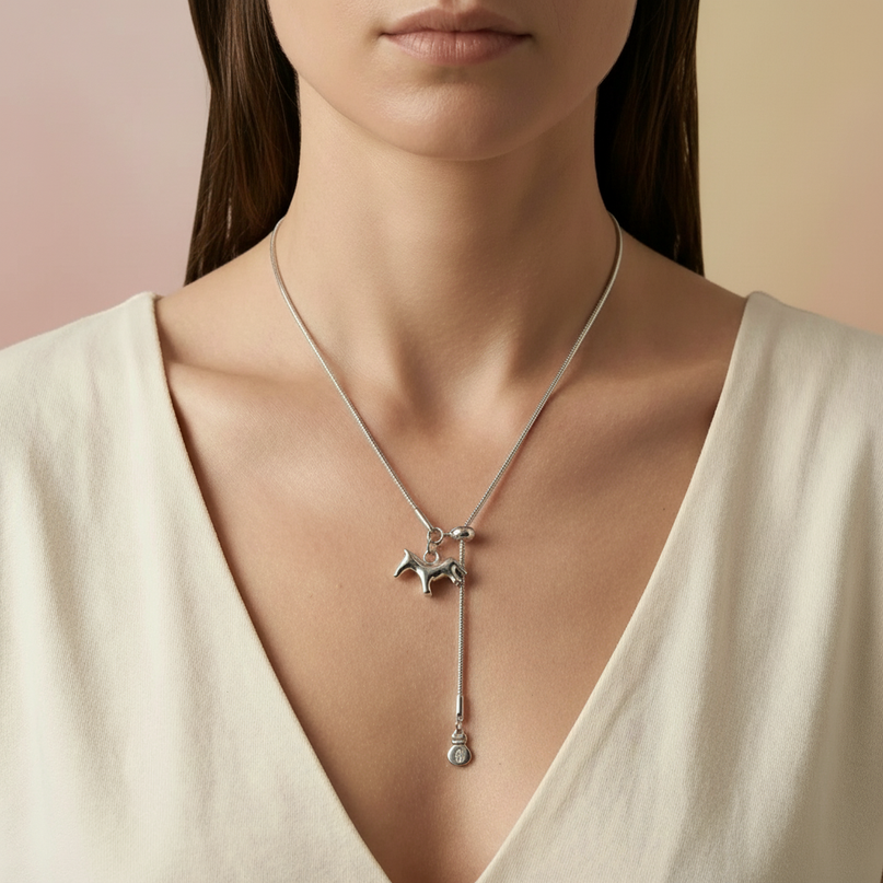 dainty unicorn necklace - in-use