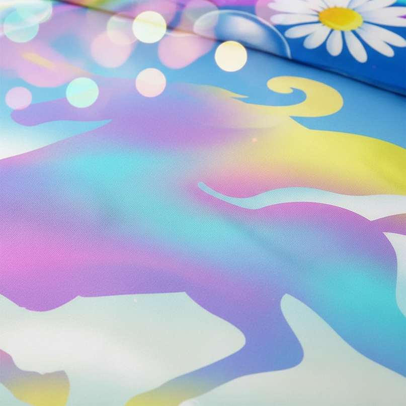 daisy rainbow unicorn bedding - detail