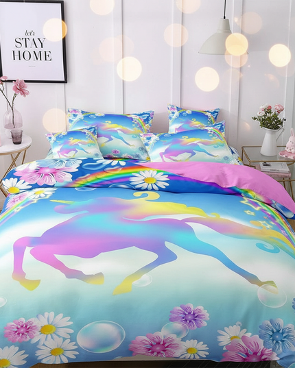 daisy rainbow unicorn bedding - lifestyle