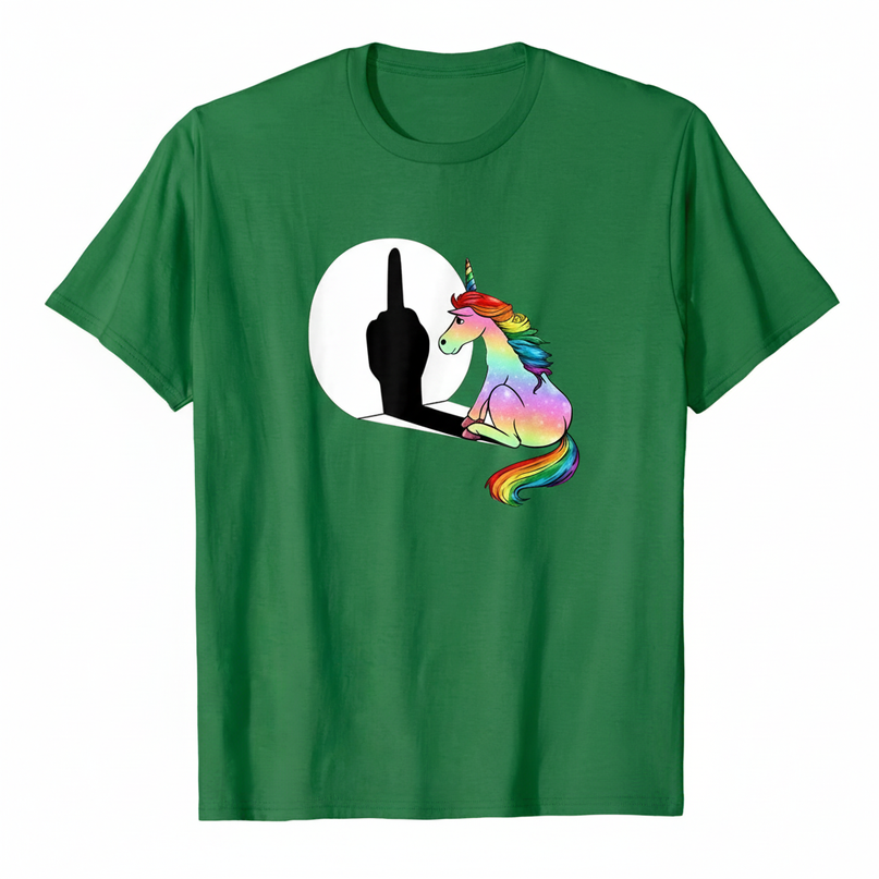 dark green unicorn shirt - white-bg