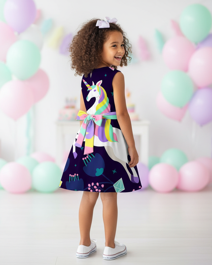 dark navy unicorn dress - back