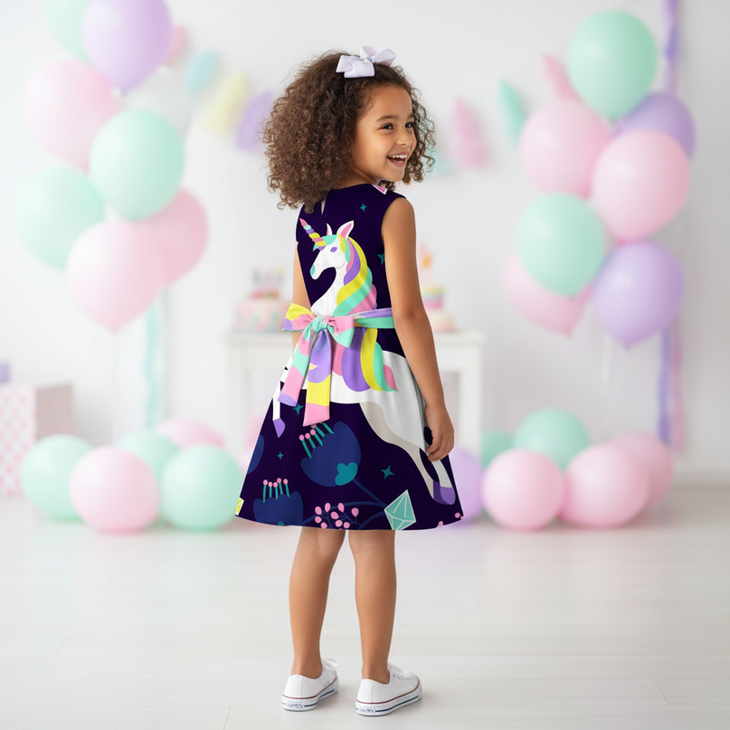 dark navy unicorn dress - back