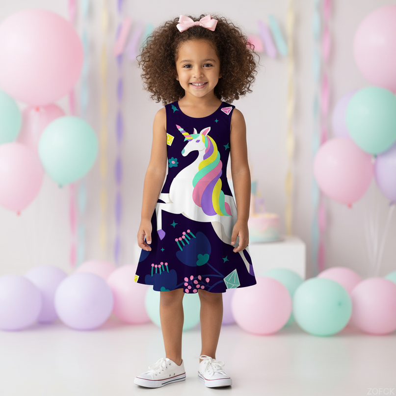 dark navy unicorn dress - detail