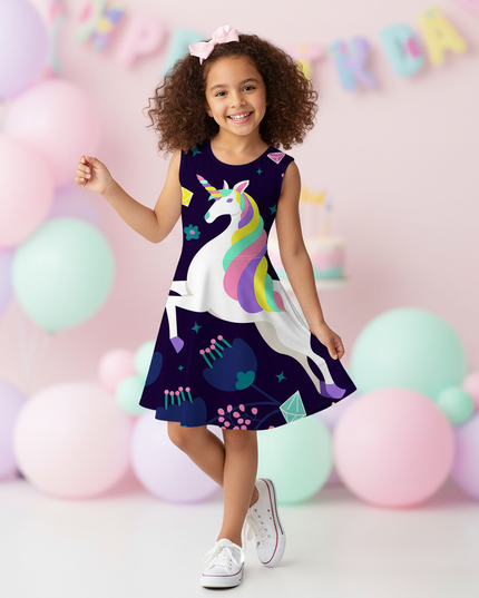 dark navy unicorn dress - front