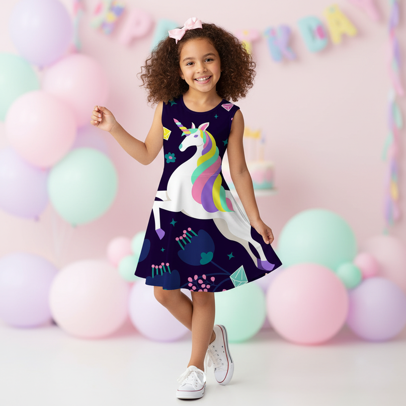 dark navy unicorn dress - front