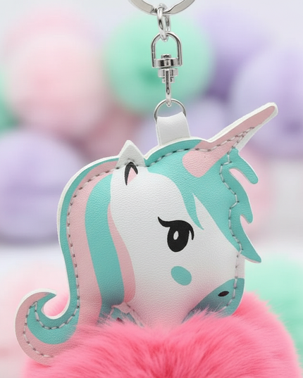 dark pink unicorn keychain - detail