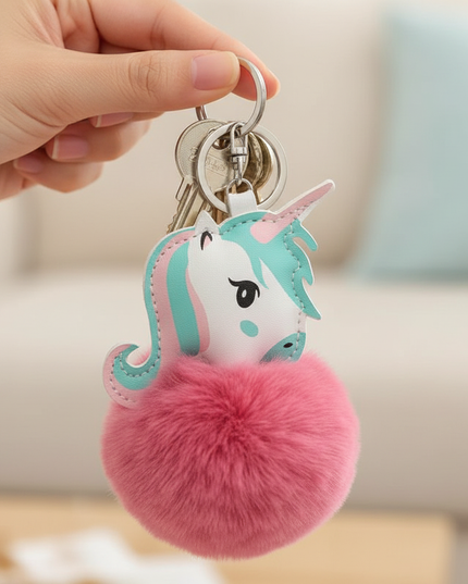 dark pink unicorn keychain - in-use