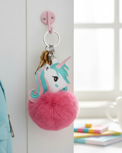 dark pink unicorn keychain - lifestyle
