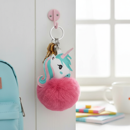 dark pink unicorn keychain - lifestyle