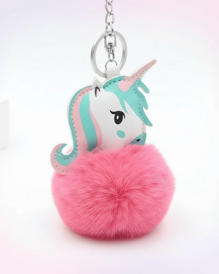 dark pink unicorn keychain - white-bg