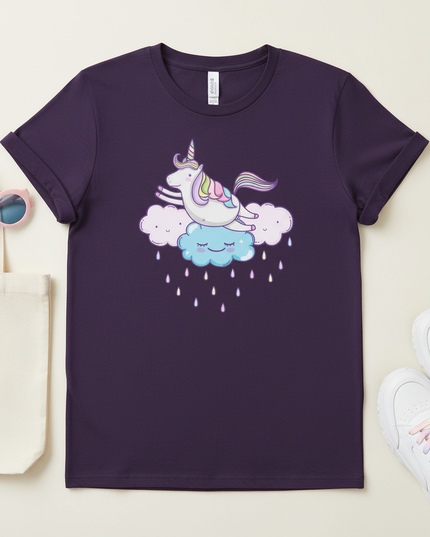 dark purple unicorn shirt - flat-lay