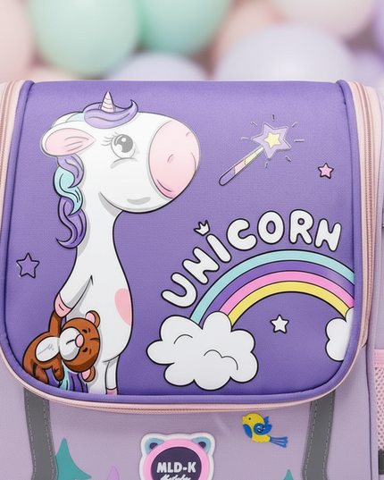 dark purple unicorn waterproof bag backpack - detail