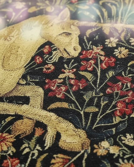dark unicorn rug - detail