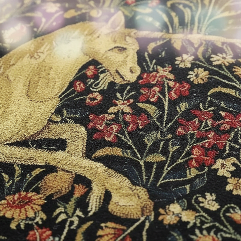 dark unicorn rug - detail