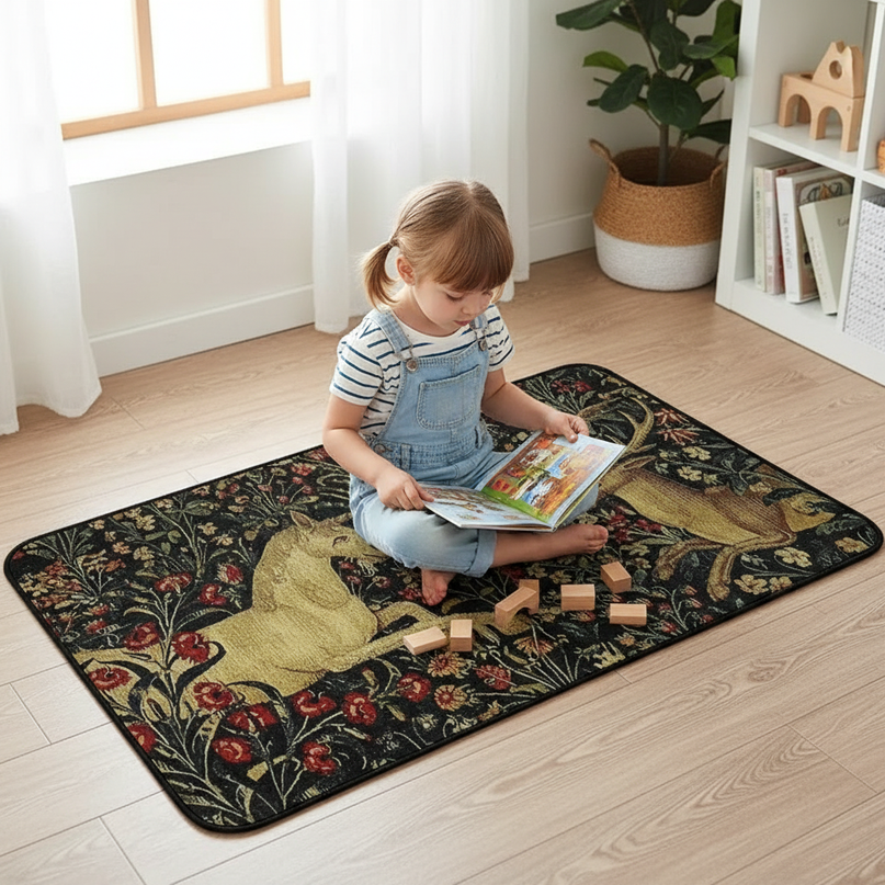 dark unicorn rug - in-use