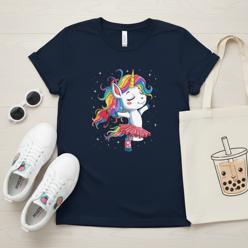dark unicorn shirt - flat-lay