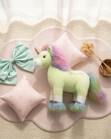 dazzling rainbow unicorn plush - flat-lay