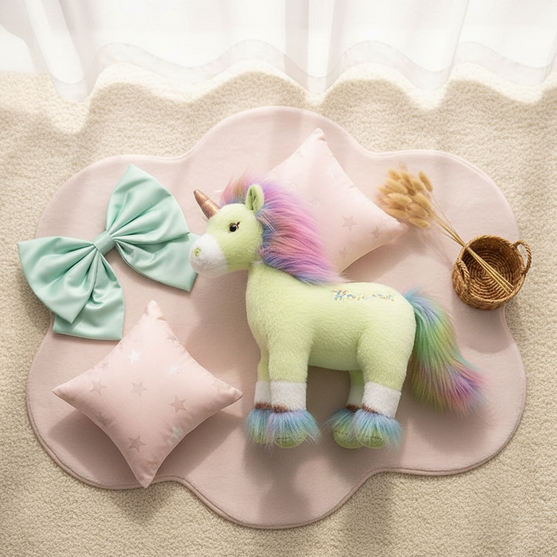 dazzling rainbow unicorn plush - flat-lay