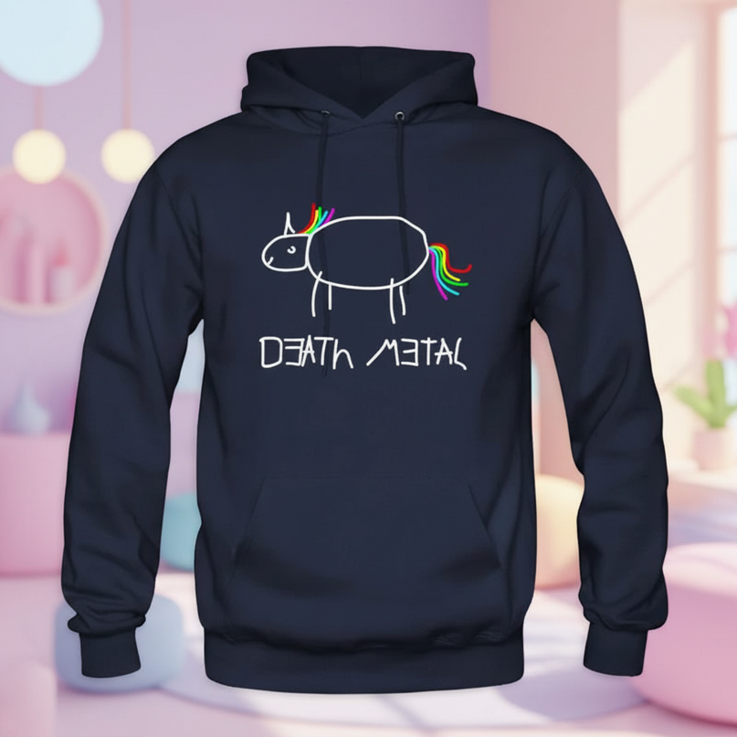 death metal rainbow unicorn hoodie - lifestyle