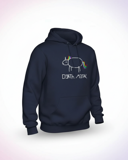 death metal rainbow unicorn hoodie - white-bg