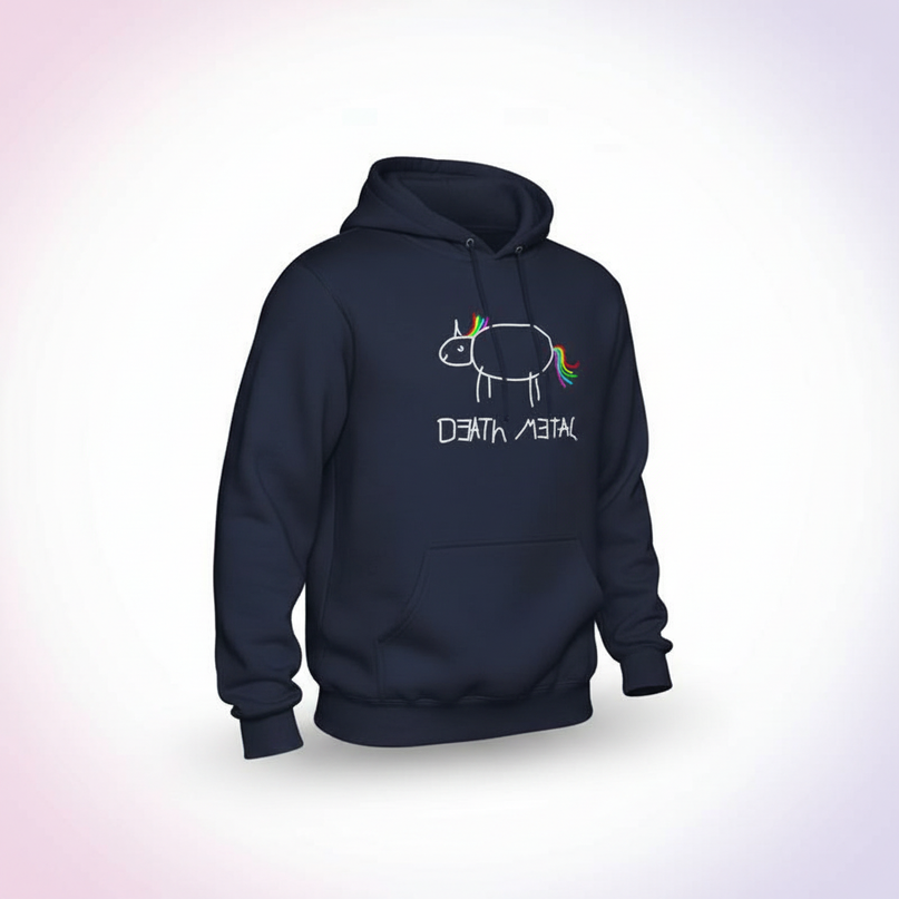 death metal rainbow unicorn hoodie - white-bg