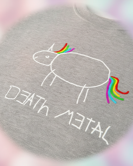 death metal unicorn crewneck sweater - detail